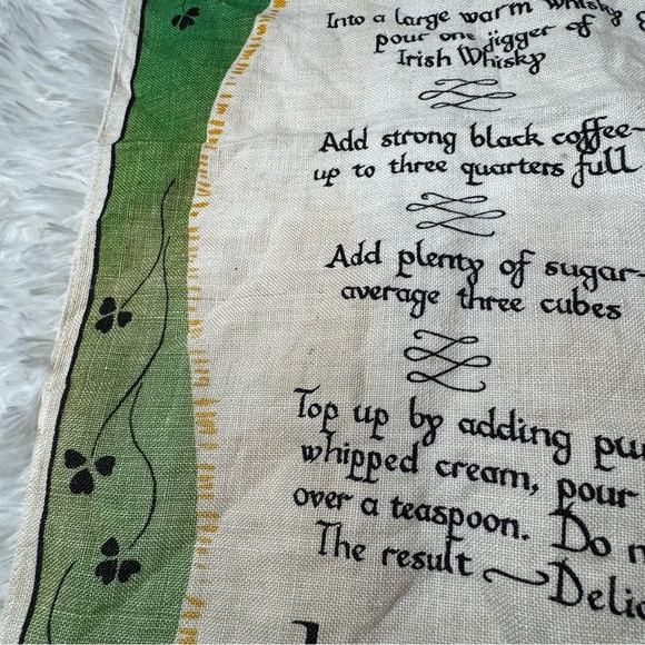 Vintage Irish Coffee Recipe Pure Linen Dishtowel - Picture 4 of 8